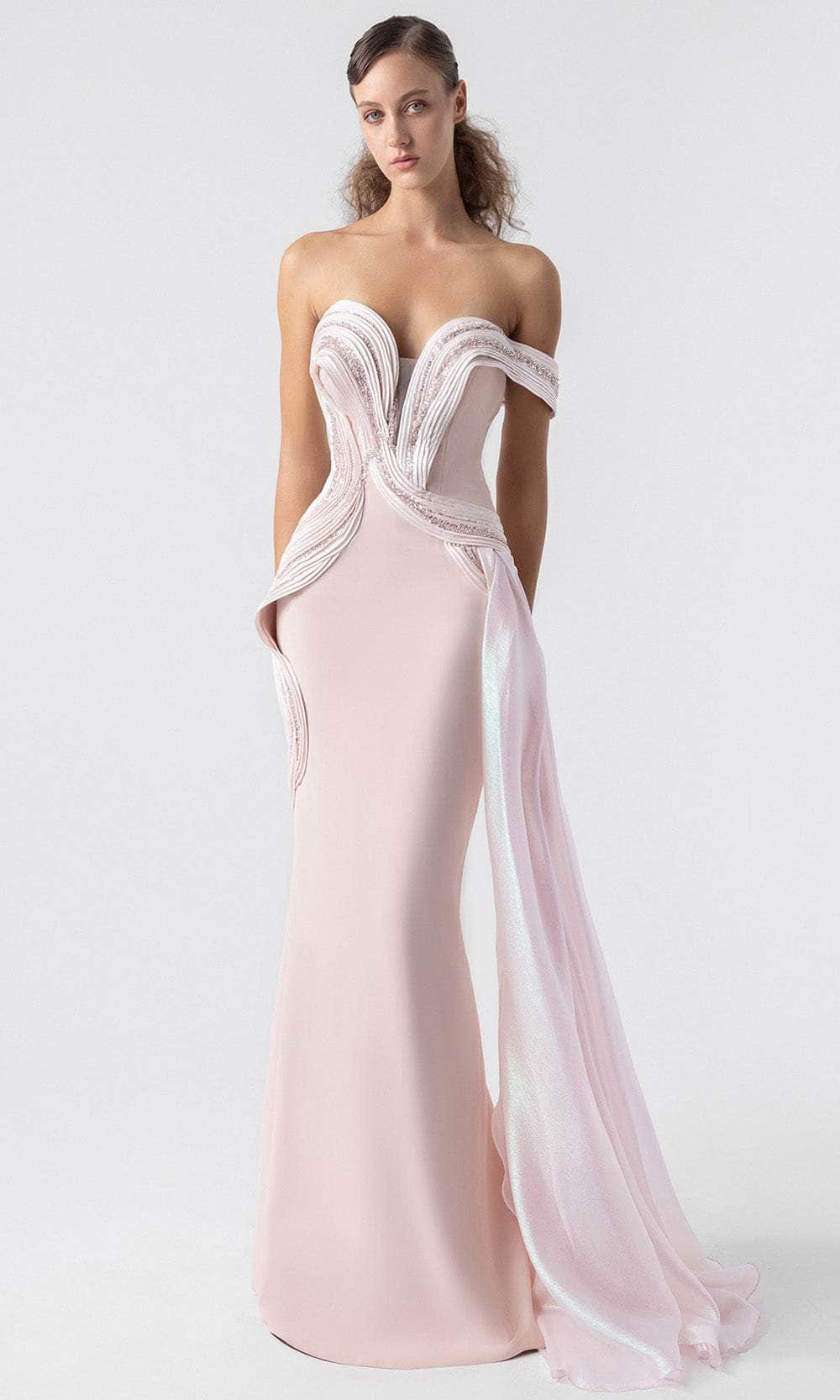 MNM Couture G1900 - Sculpted Strapless Gown with Train Prom Dresses
