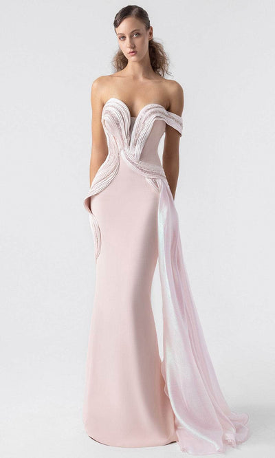 MNM Couture G1900 - Sculpted Strapless Gown with Train Prom Dresses