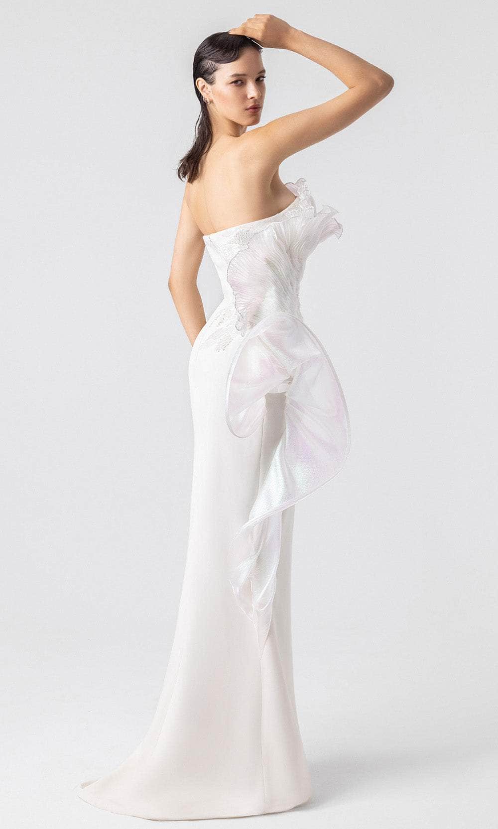 MNM Couture G1903 - Straight Neckline Side Slit Gown Bridal Dresses