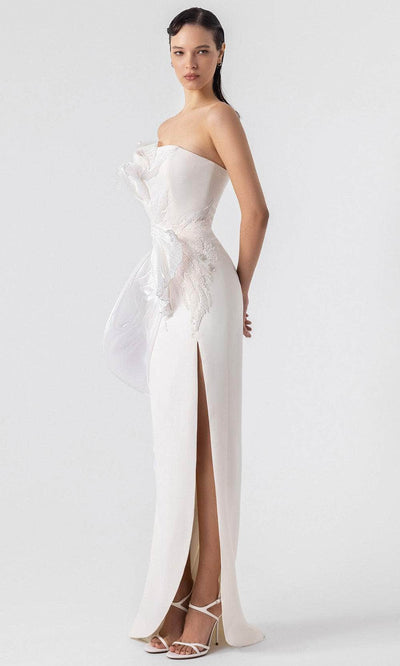 MNM Couture G1903 - Straight Neckline Side Slit Gown Bridal Dresses