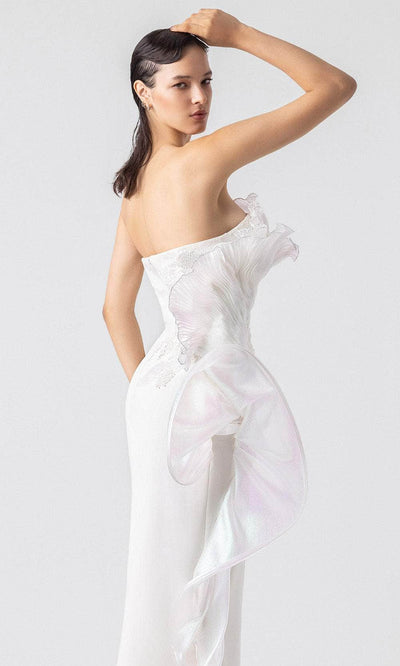 MNM Couture G1903 - Straight Neckline Side Slit Gown Bridal Dresses