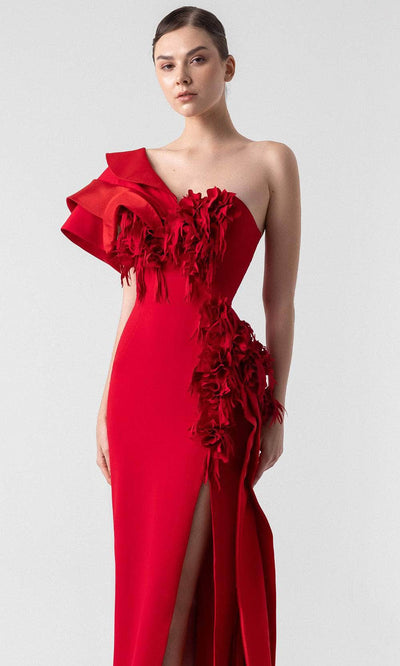 MNM Couture G1909 - Asymmetric Crepe Gown with Laser Cut Evening Dresses
