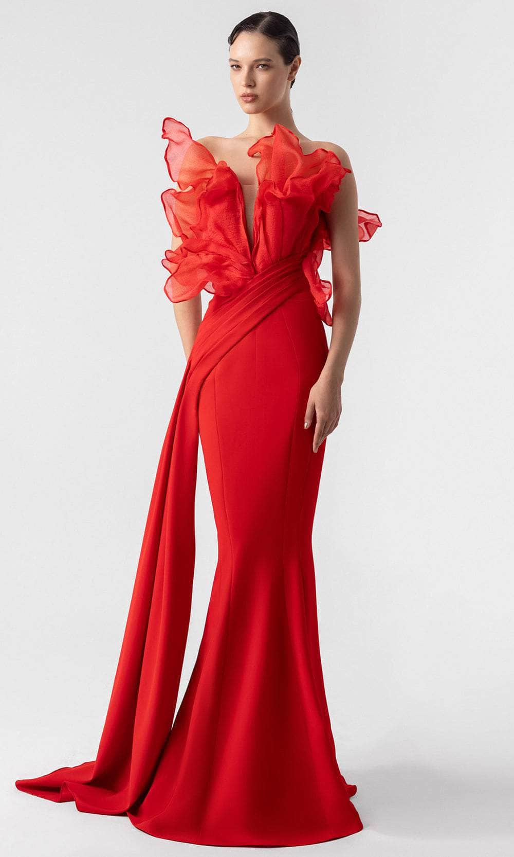 MNM Couture G1917 - Strapless Mermaid Dress with Ruffle Detail Pageant Dresses
