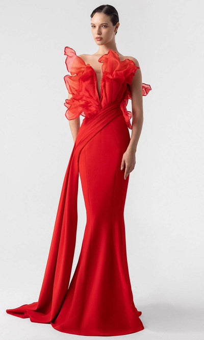MNM Couture G1917 - Strapless Mermaid Dress with Ruffle Detail Pageant Dresses