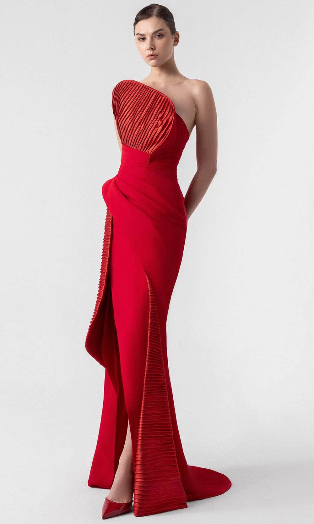 MNM Couture G1924 - Strapless Sheath Dress with Sculpted Pleats Pageant Dresses