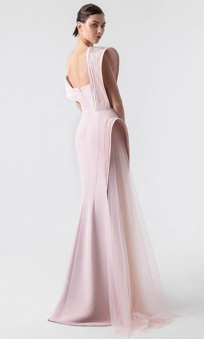 MNM Couture G1929 - Short Sleeve Sheer Drape Formal Gown Evening Dresses