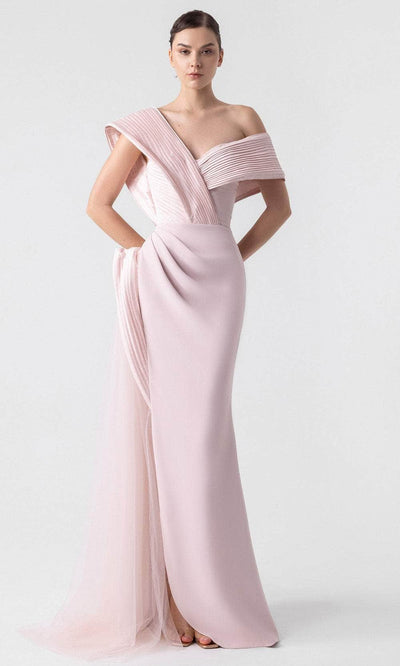 MNM Couture G1929 - Short Sleeve Sheer Drape Formal Gown Evening Dresses