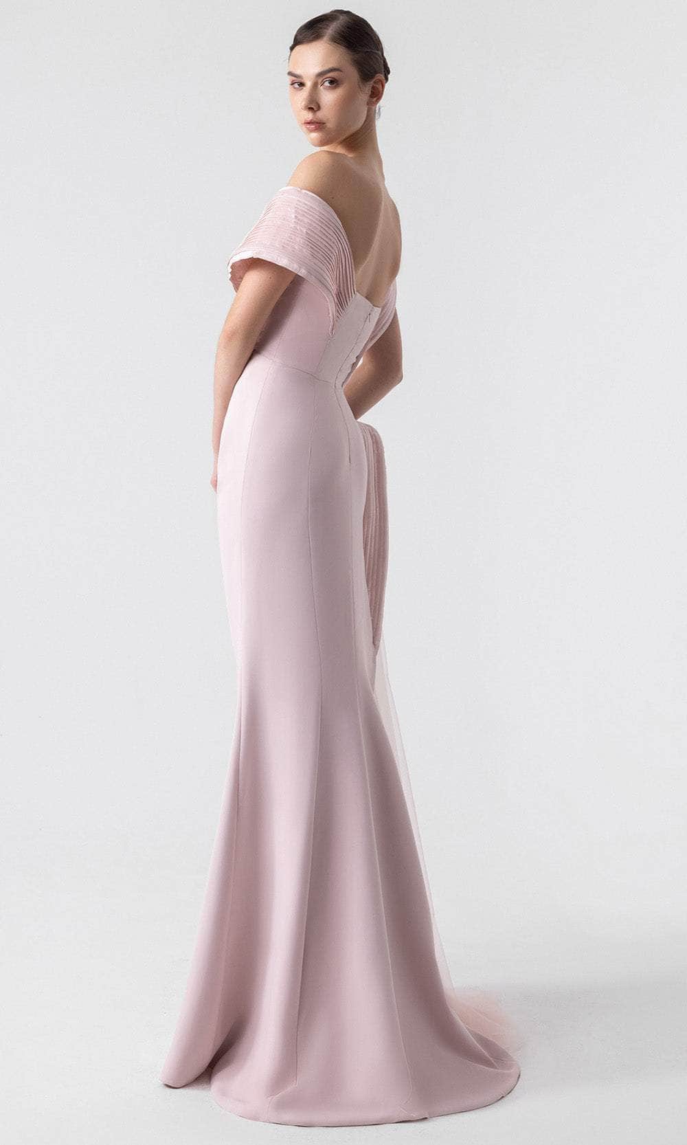 MNM Couture G1929 - Short Sleeve Sheer Drape Formal Gown Evening Dresses