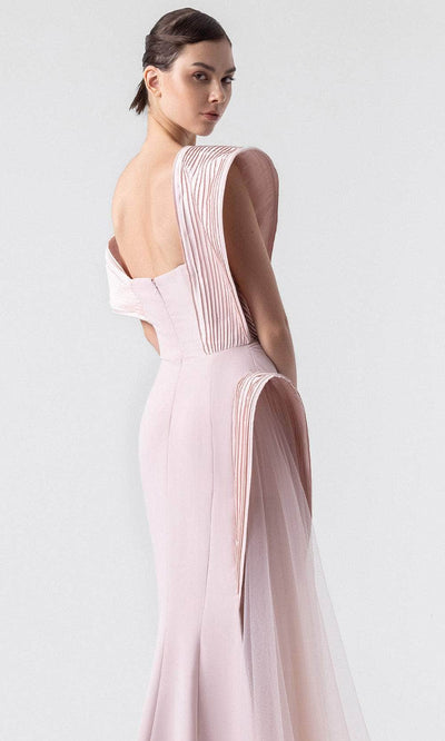 MNM Couture G1929 - Short Sleeve Sheer Drape Formal Gown Evening Dresses