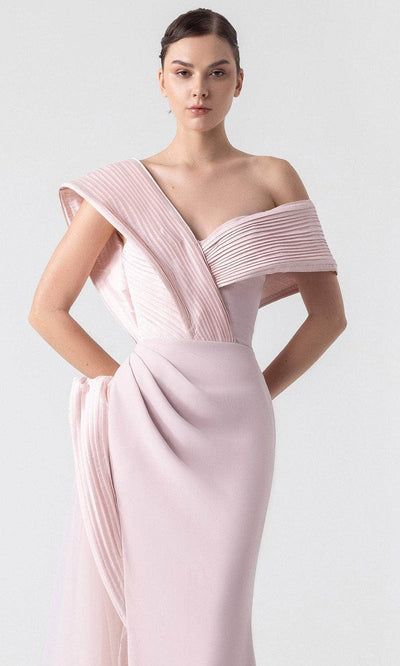 MNM Couture G1929 - Short Sleeve Sheer Drape Formal Gown Evening Dresses