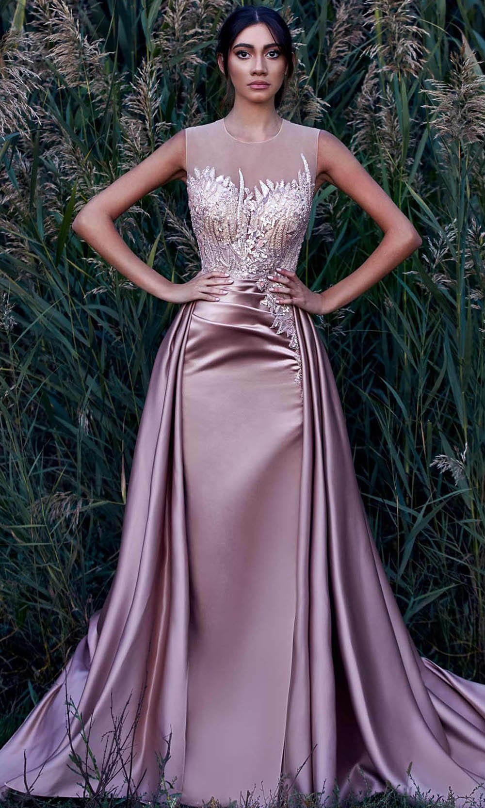 MNM Couture K3935 - Fully Beaded With Overskirt Prom Dresses 0 / Pink