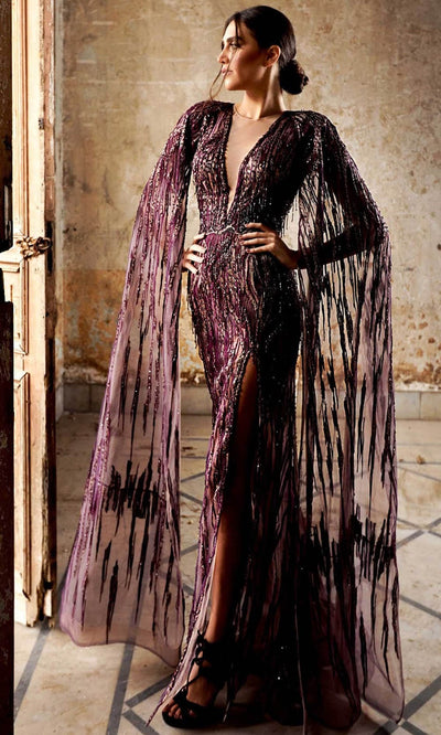 MNM Couture K3952 - Tulle Cape Formal Dress Evening Dresses 0 / Magenta