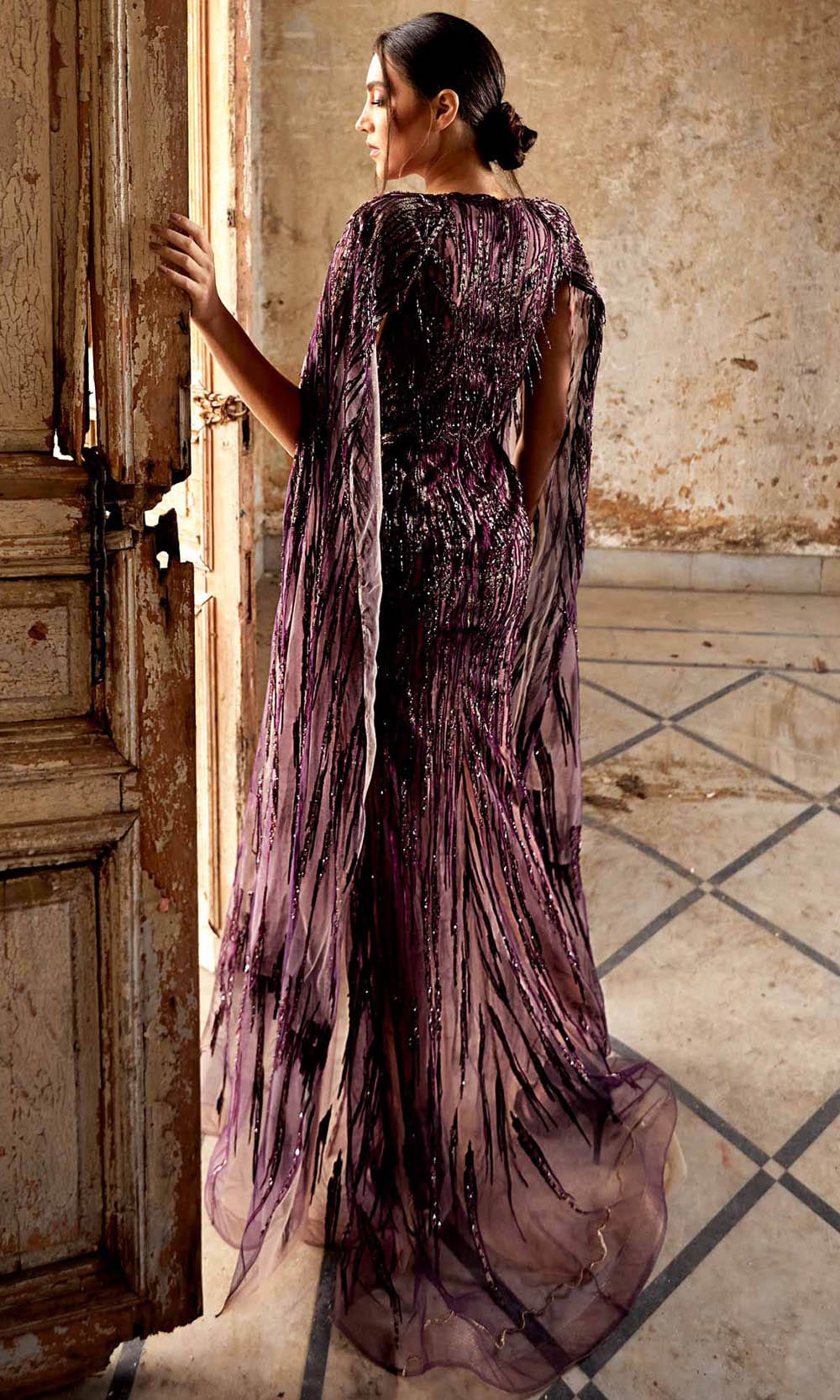 MNM Couture K3952 - Tulle Cape Formal Dress Evening Dresses