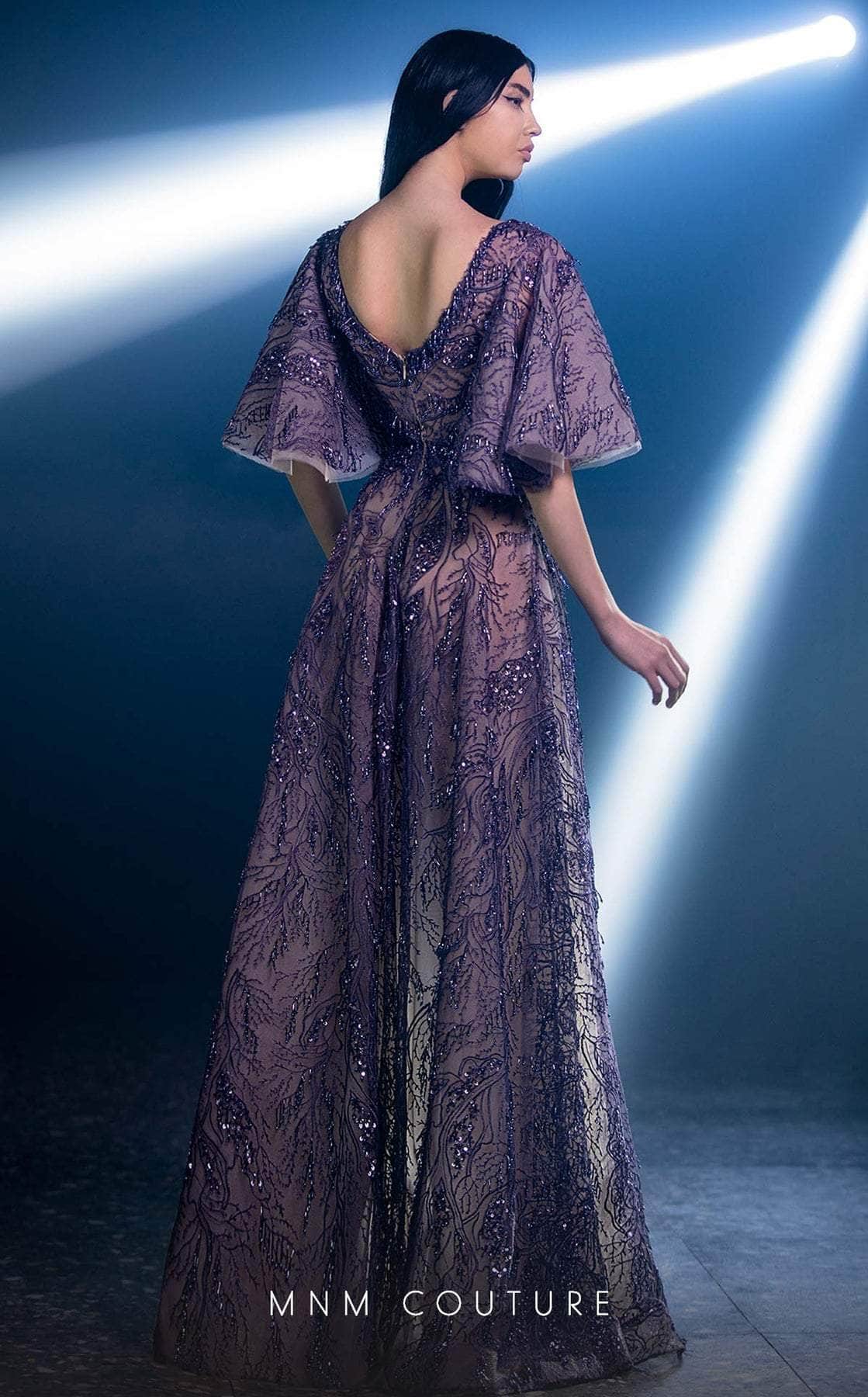 MNM Couture K3967 - Long A-line Dress - Angel short sleeves, Mesh inset, Sequins, Beads, Scoop-shaped cut, Mid-open back, Zipper closure ADASA MNM Couture K3967 - Long A-line Dress - Angel short sleeves, Mesh inset, Sequins, Beads, Scoop-shaped cut, Mid-open back, Zipper closure ADASA