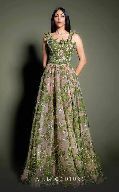 MNM Couture K4199 - Butterfly Ornate Evening Dress Special Occasion Dresses 0 / Green