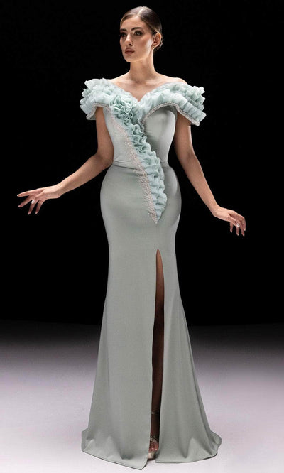 MNM Couture K4228 - Short Sleeve Ruffled Evening Gown Mother of the Bride Dresses