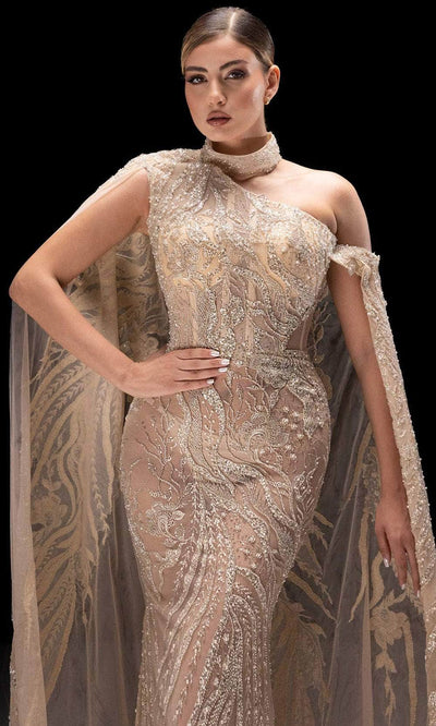 MNM Couture K4241 - Choker Collar Embellished Sheath Gown Prom Dresses