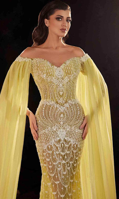 MNM Couture K4249 - Beaded Sheath Gown with Train Prom Dresses