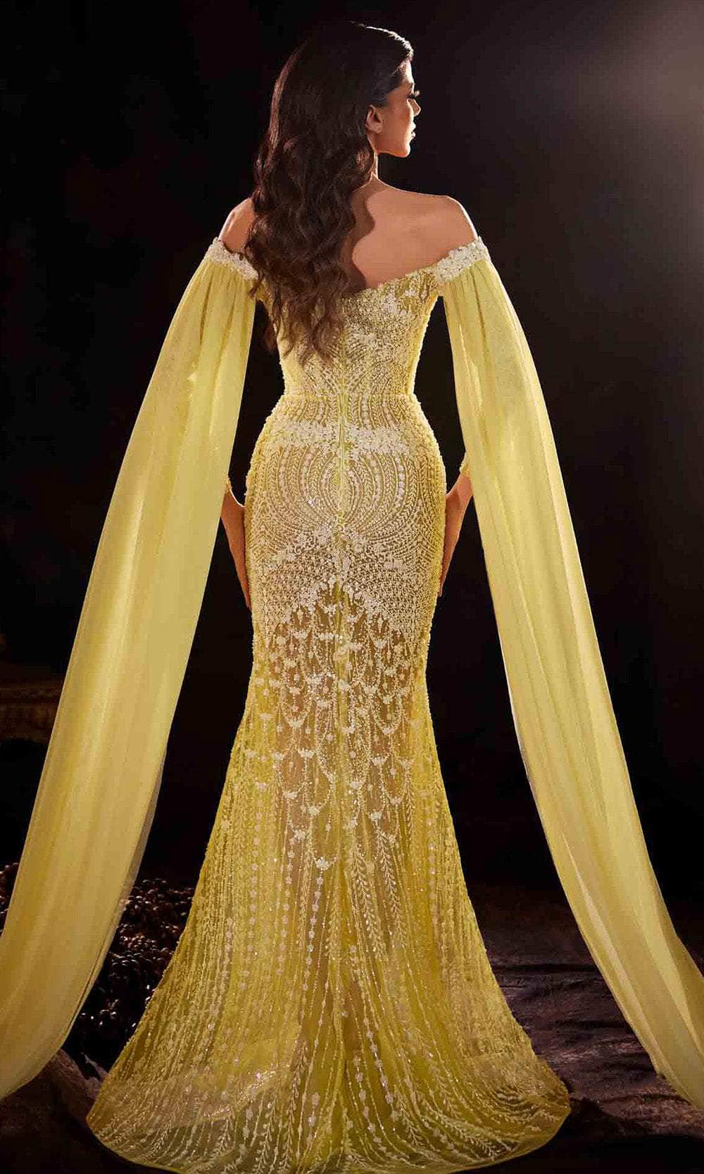MNM Couture K4249 - Beaded Sheath Gown with Train Prom Dresses