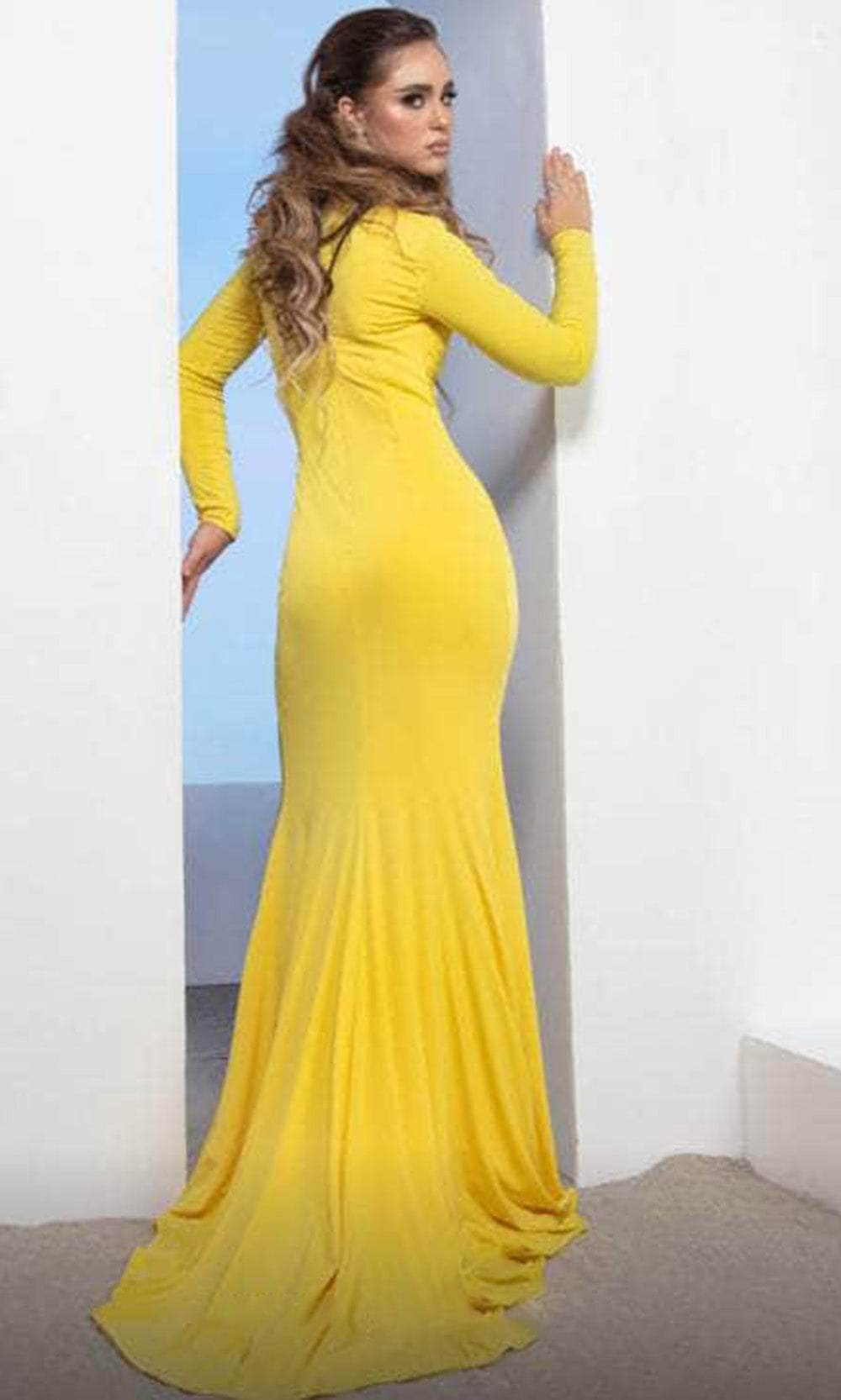 MNM COUTURE L0047 - Long Sleeve High Slit Evening Gown Mother of the Bride Dresses