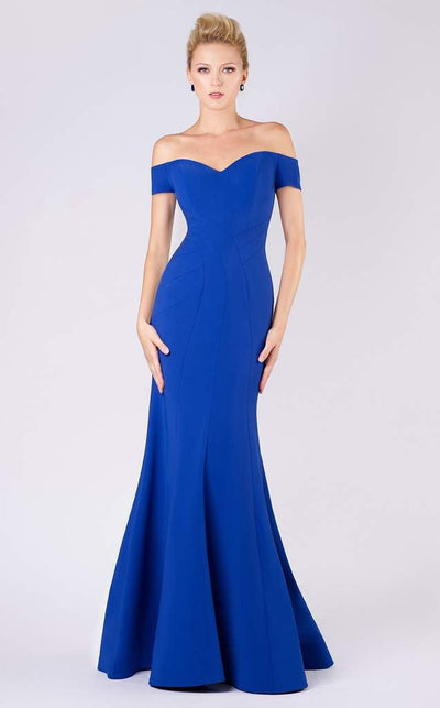 MNM COUTURE - M0005 Seam Sculpted Crepe Mermaid Gown Special Occasion Dress 0 / Royal Blue
