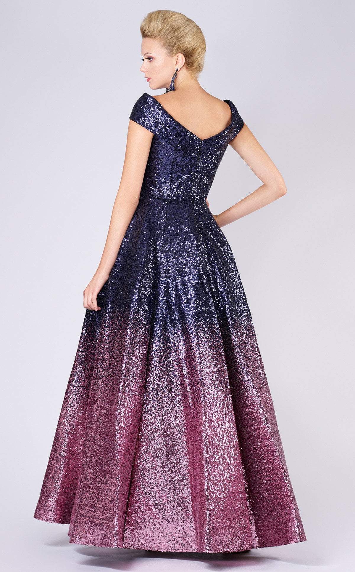 MNM COUTURE - M0009 Allover Sequin Ombre A-Line Evening Gown Special Occasion Dress