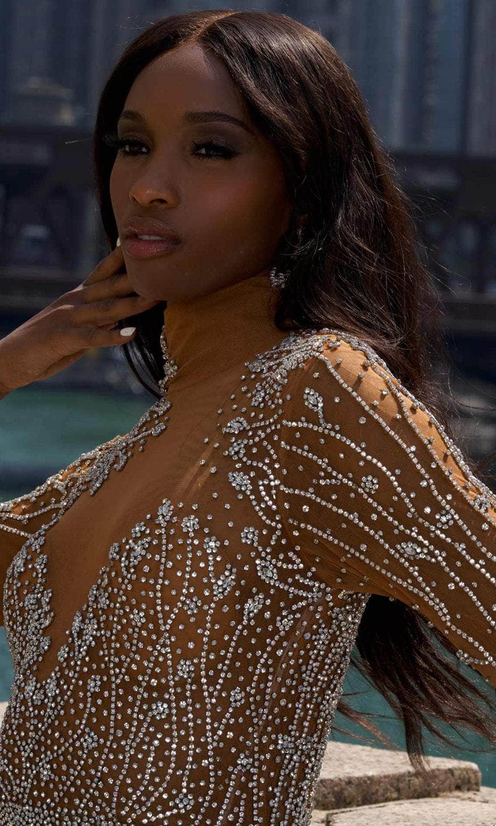MNM Couture M1127 - Long Sleeve Sparkle Evening Gown Evening Dresses