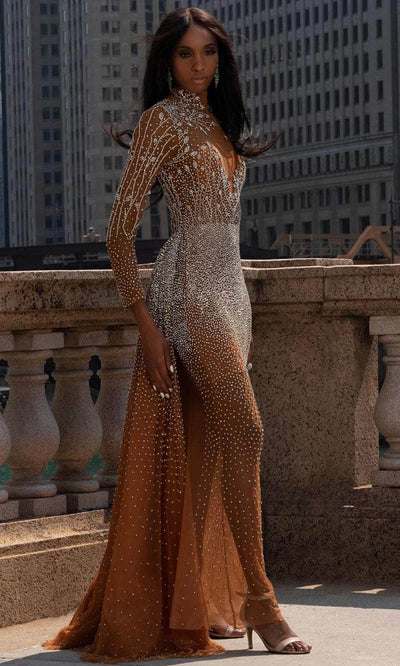 MNM Couture M1127 - Long Sleeve Sparkle Evening Gown Evening Dresses