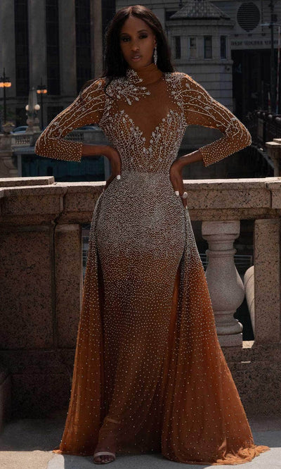 MNM Couture M1127 - Long Sleeve Sparkle Evening Gown Evening Dresses