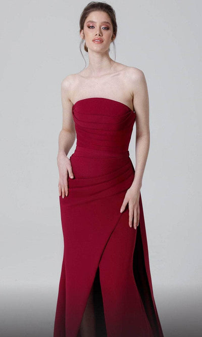 MNM COUTURE N0464 - Strapless Wrap Slit Evening Dress Prom Dresses