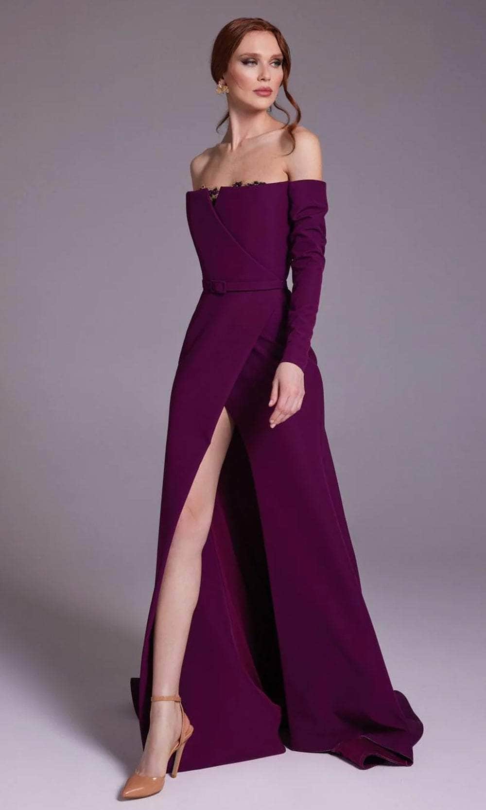 MNM Couture N0541 - Off Shoulder Mermaid Crepe Gown Prom Dresses