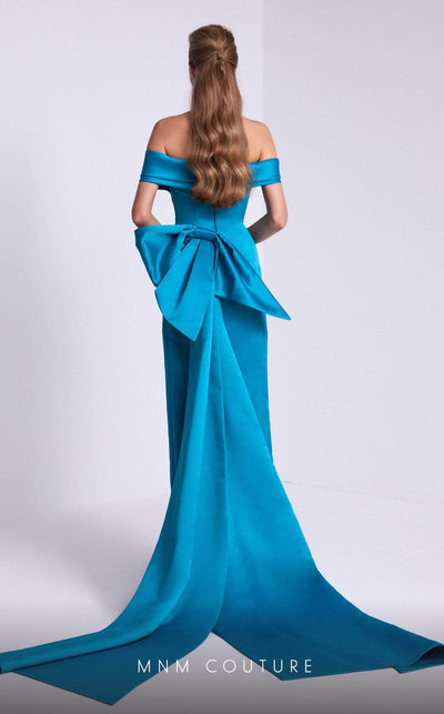 MNM Couture N0589 - Fitted Bow Drape Evening Dress Special Occasion Dresses