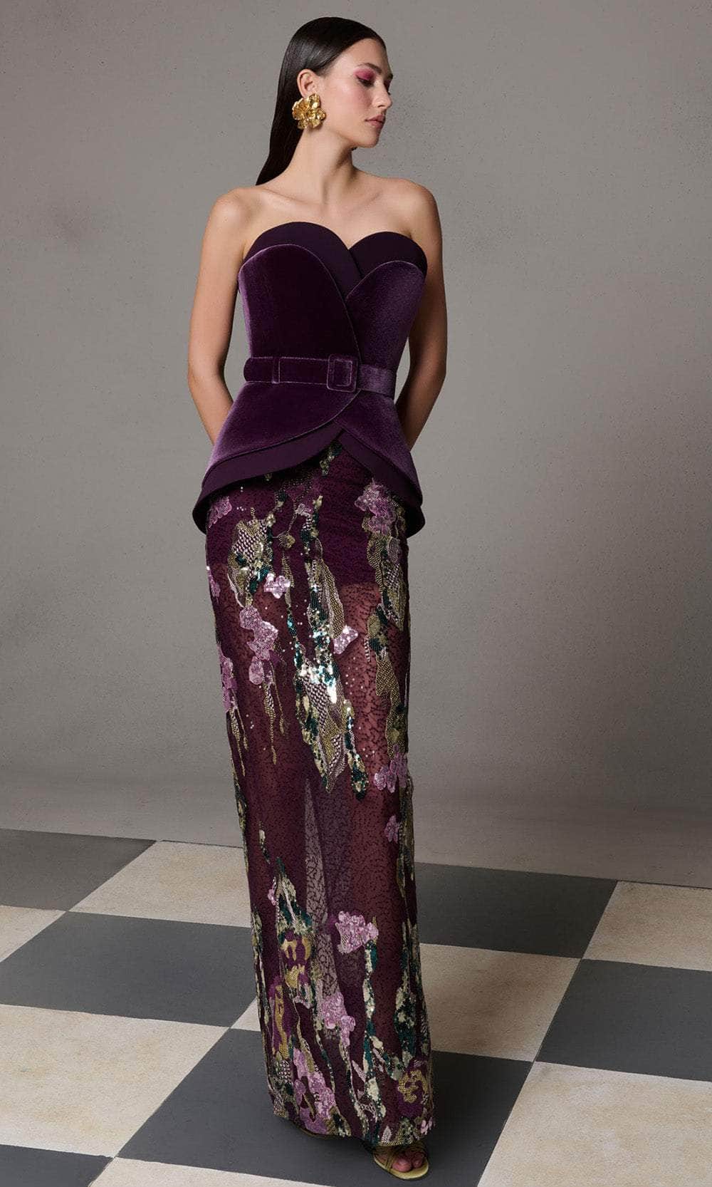 MNM Couture N0620 - Sweetheart Velvet Bodice Evening Gown Prom Dresses