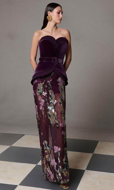 MNM Couture N0620 - Sweetheart Velvet Bodice Evening Gown Prom Dresses