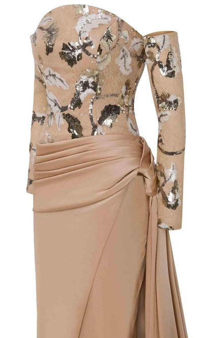 MNM Couture N0621 - Off Shoulder Gown with Side Draped Prom Dresses