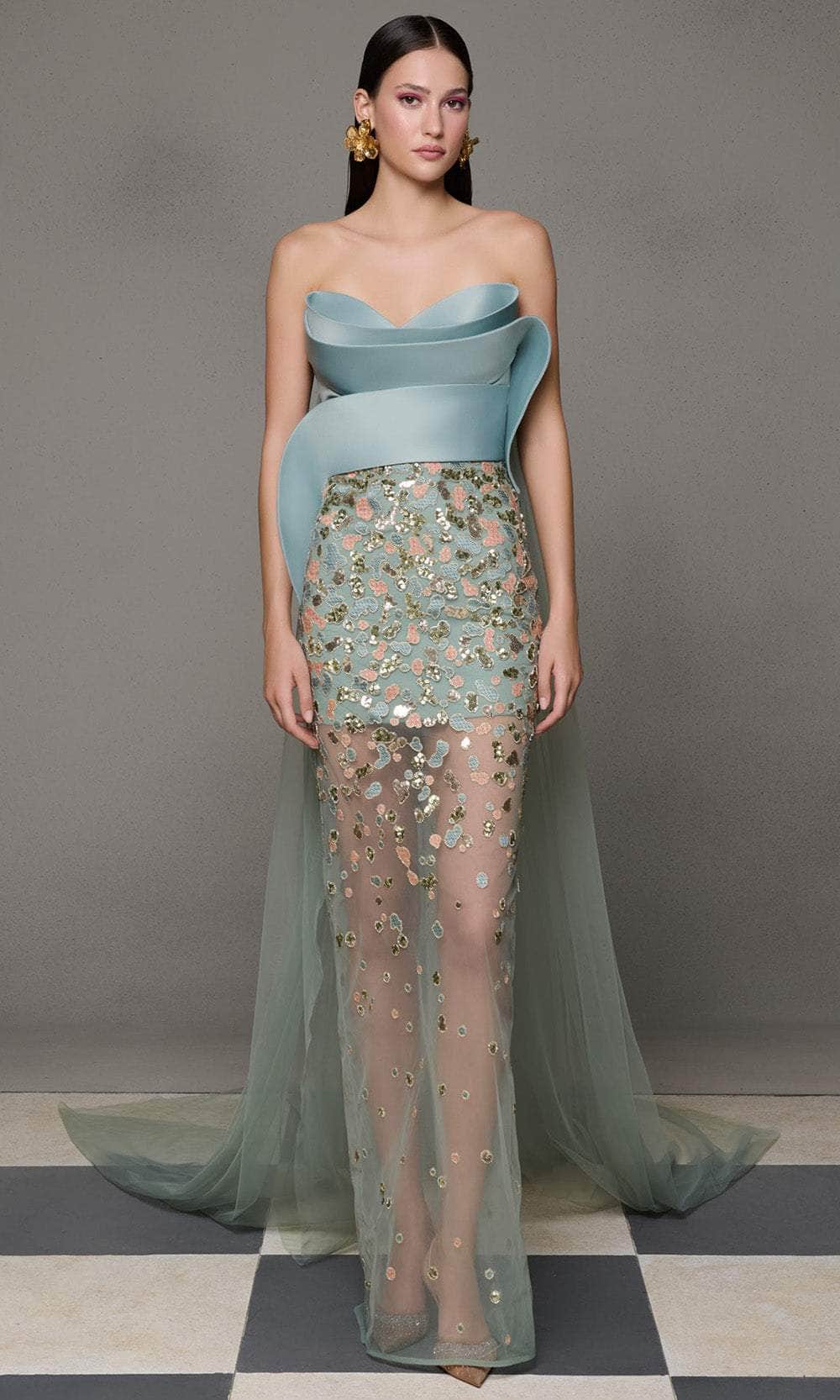 MNM Couture N0625 - Sweetheart Sheer Embroidered Gown Prom Dresses
