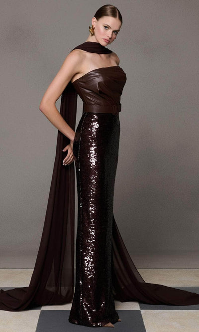 MNM Couture N0629 - Straight Neckline Sequin Column Gown Prom Dresses