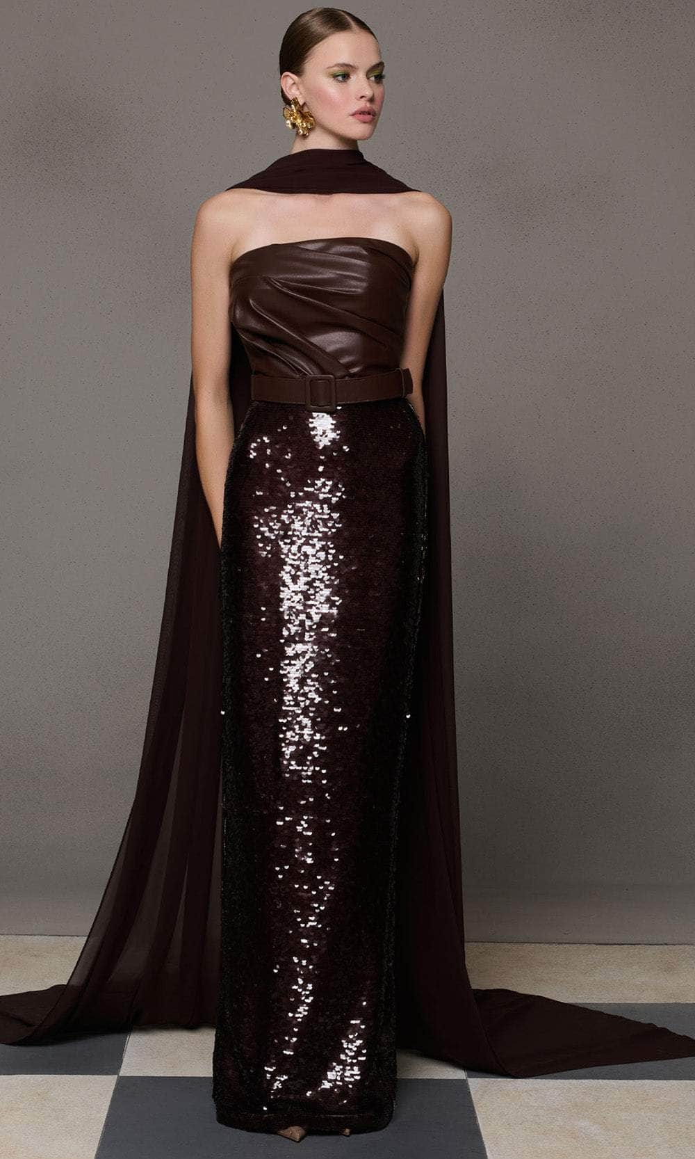MNM Couture N0629 - Straight Neckline Sequin Column Gown Prom Dresses