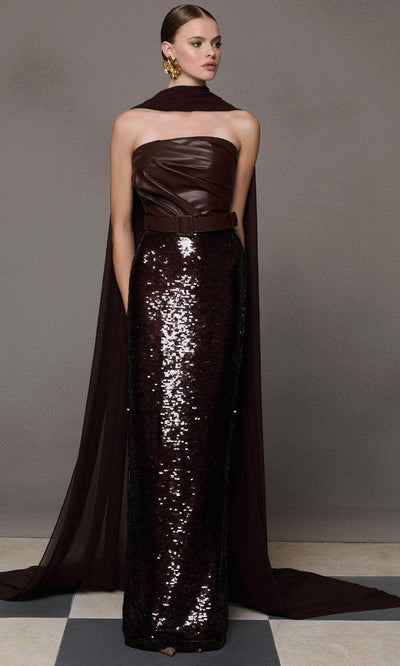 MNM Couture N0629 - Straight Neckline Sequin Column Gown Prom Dresses