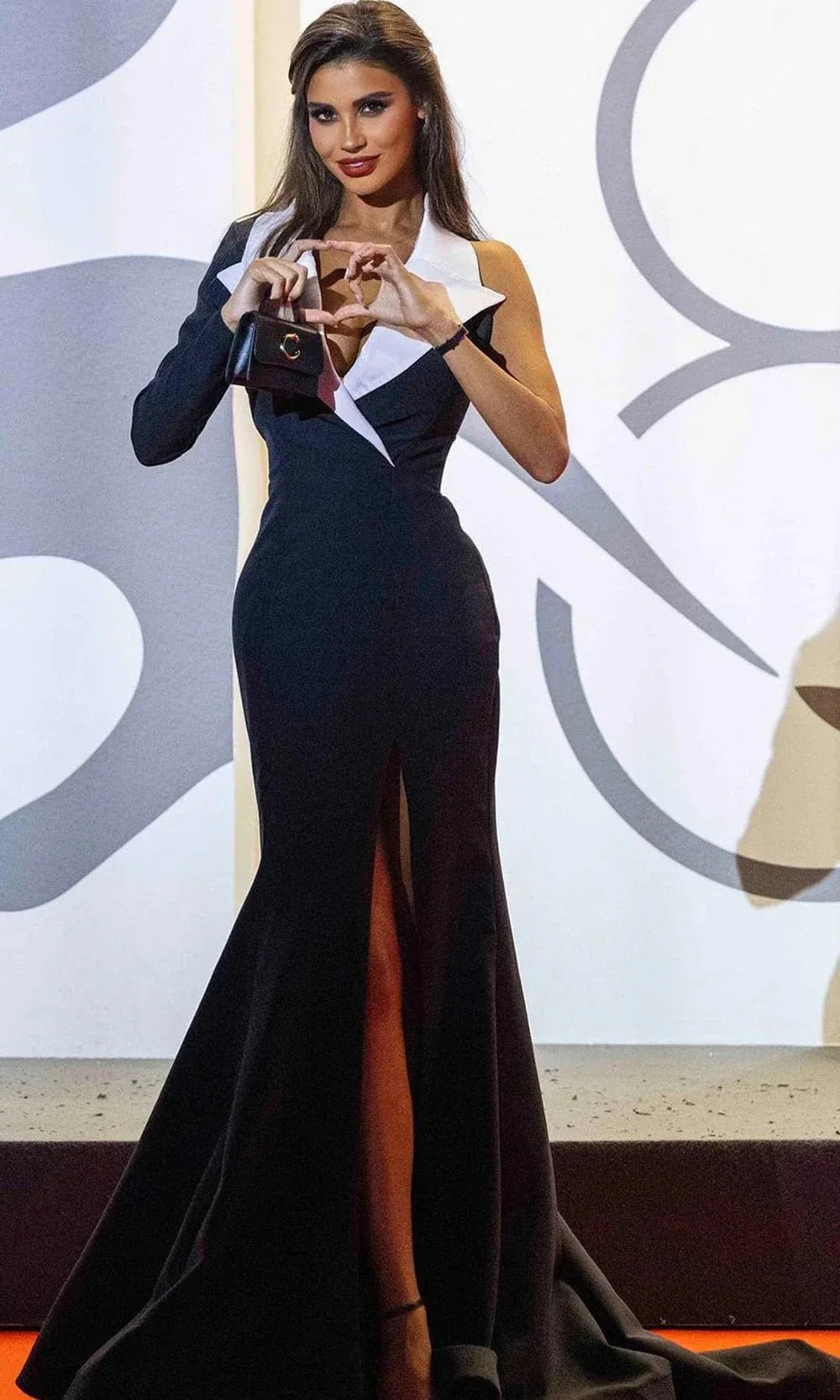 MNM Couture N0638 - Collared V-Neck Evening Gown with Slit Pageant Dresses