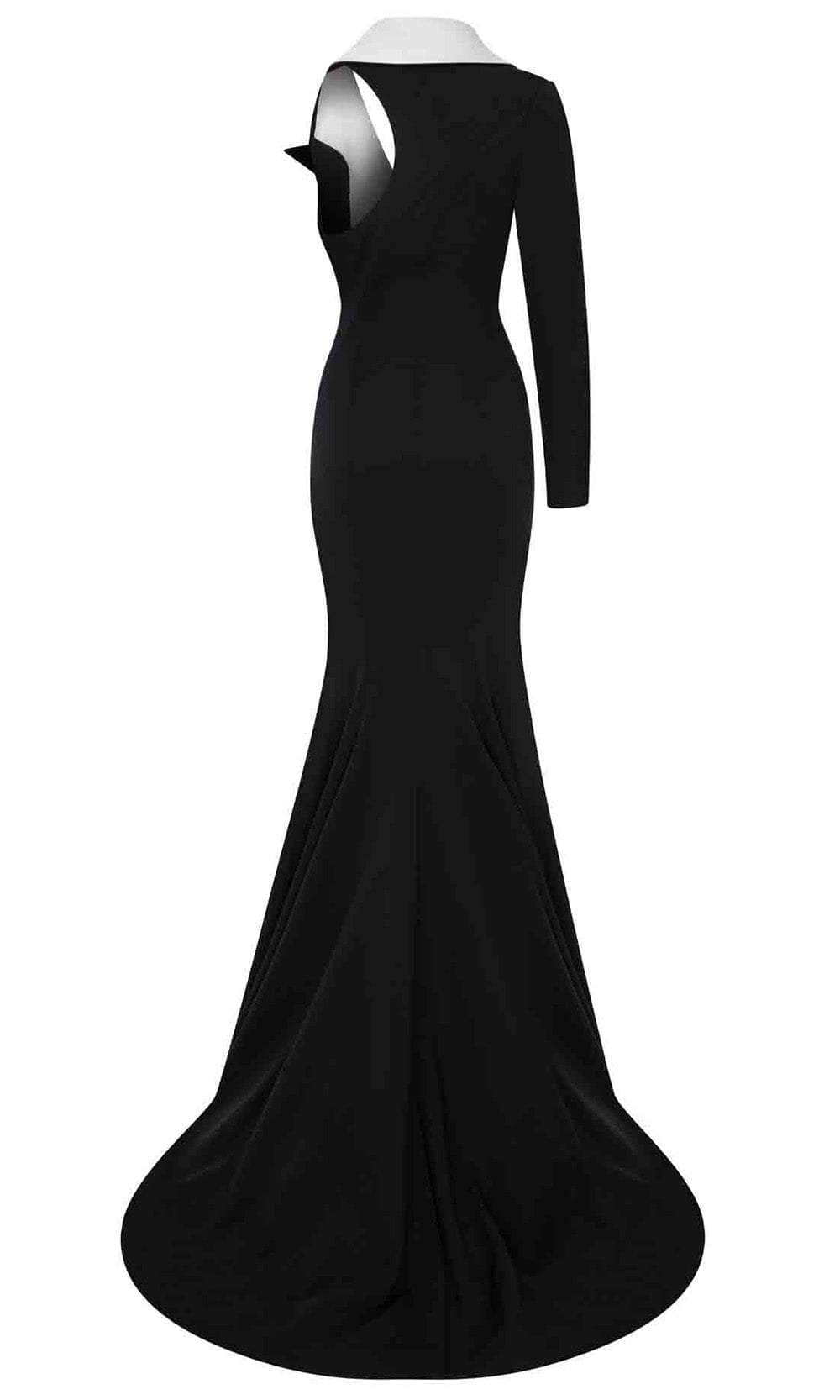 MNM Couture N0638 - Collared V-Neck Evening Gown with Slit Pageant Dresses