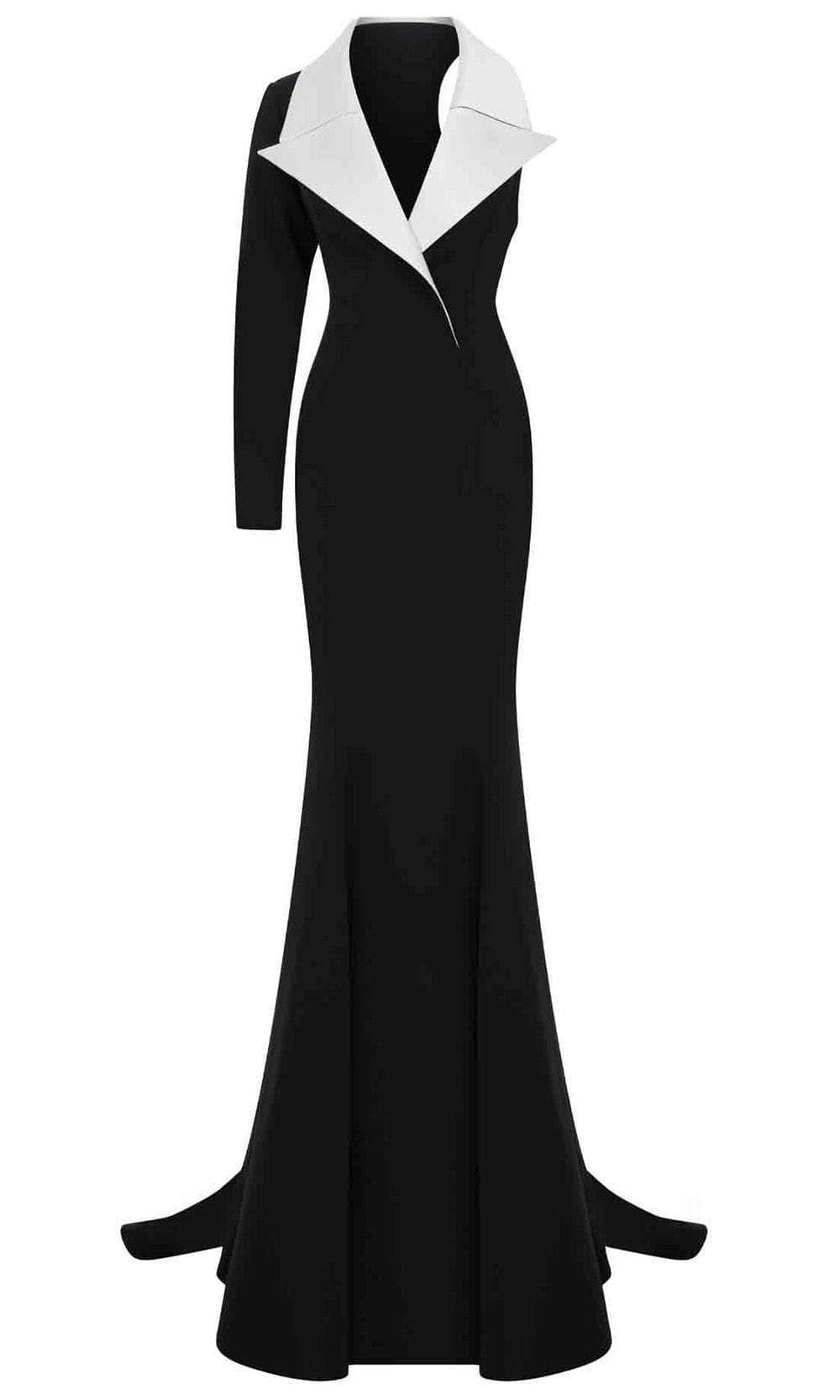 MNM Couture N0638 - Collared V-Neck Evening Gown with Slit Pageant Dresses
