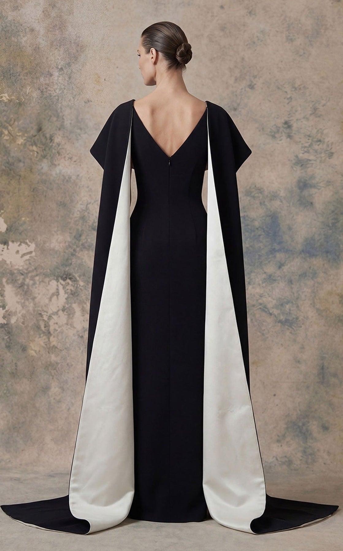 MNM COUTURE N0746 - Floor Length Cape Column Evening Gown