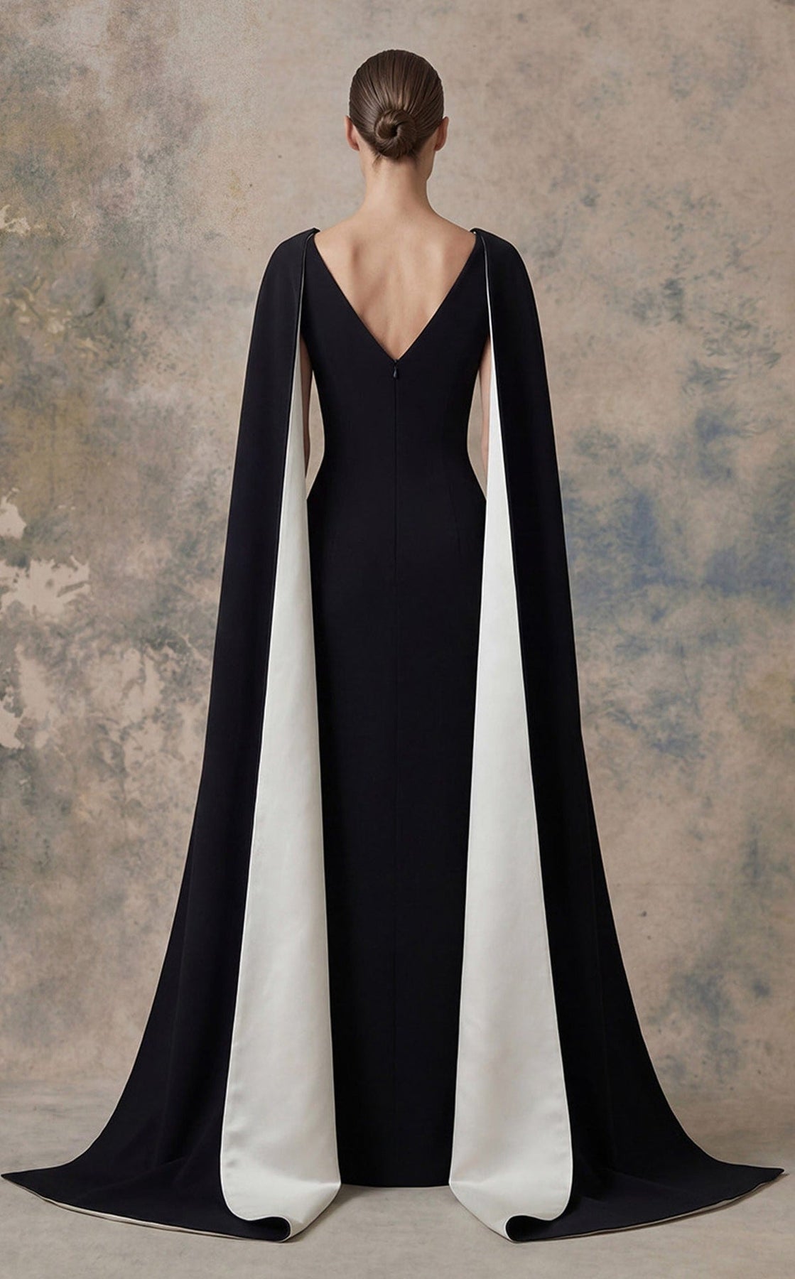 MNM COUTURE N0746 - Floor Length Cape Column Evening Gown