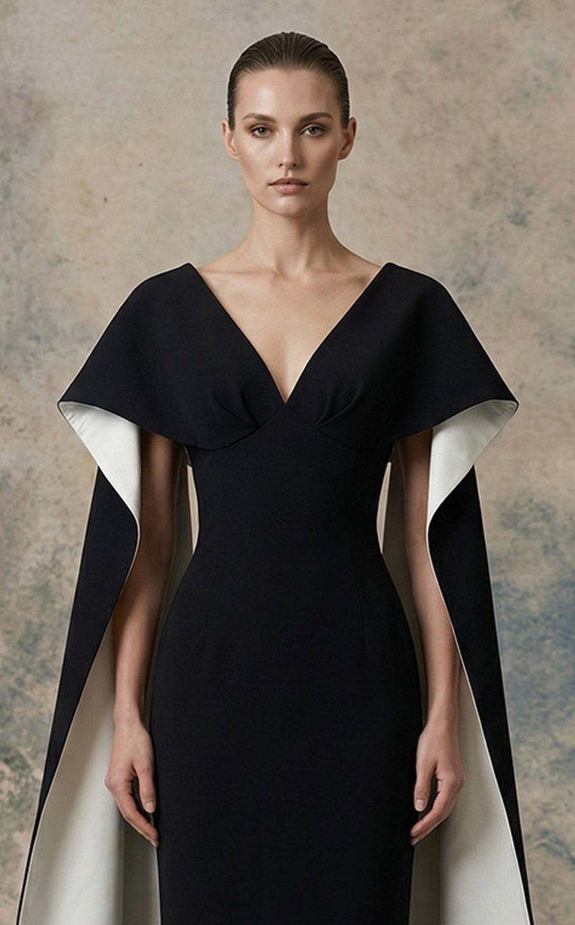 MNM COUTURE N0746 - Floor Length Cape Column Evening Gown