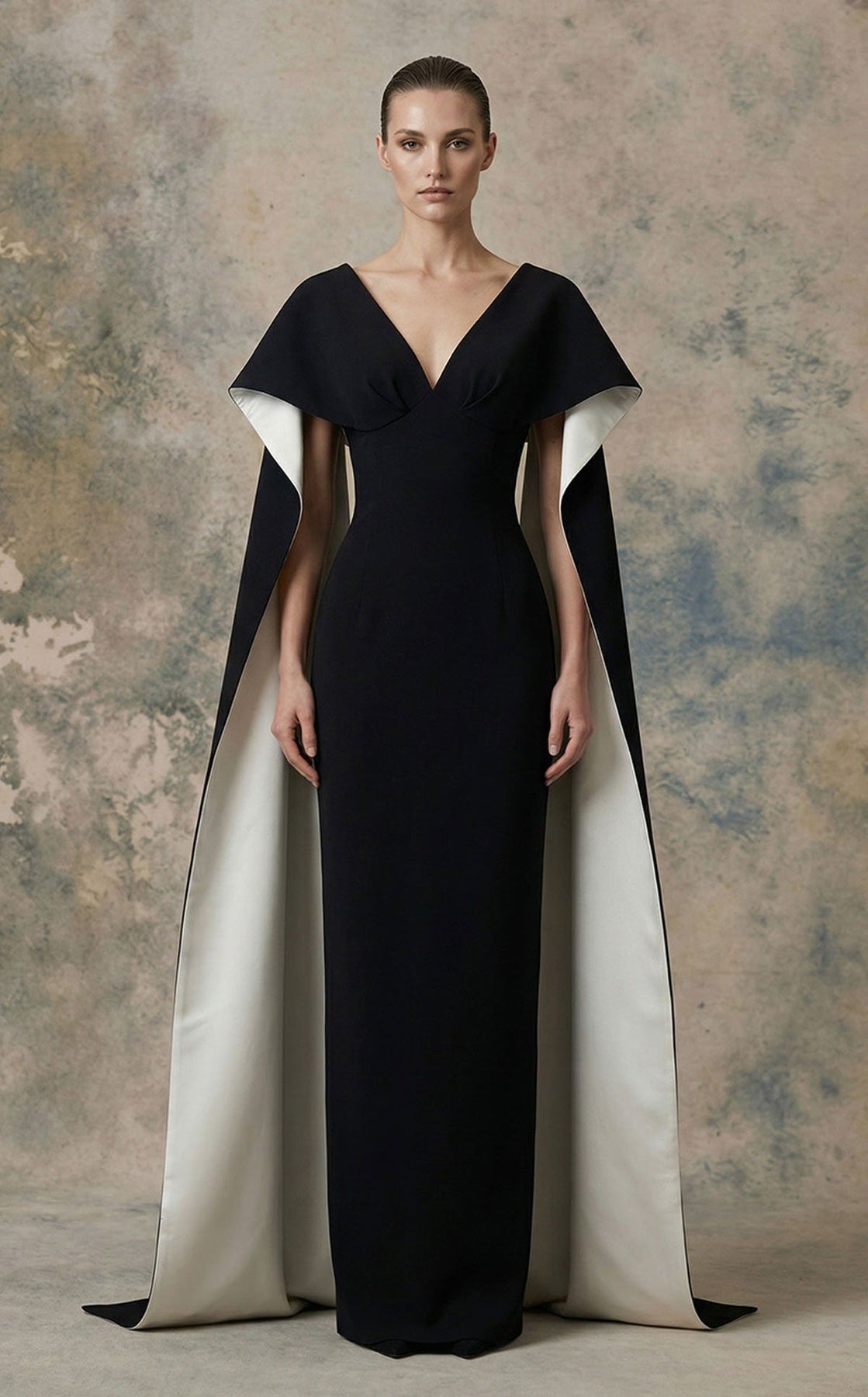 MNM COUTURE N0746 - Floor Length Cape Column Evening Gown