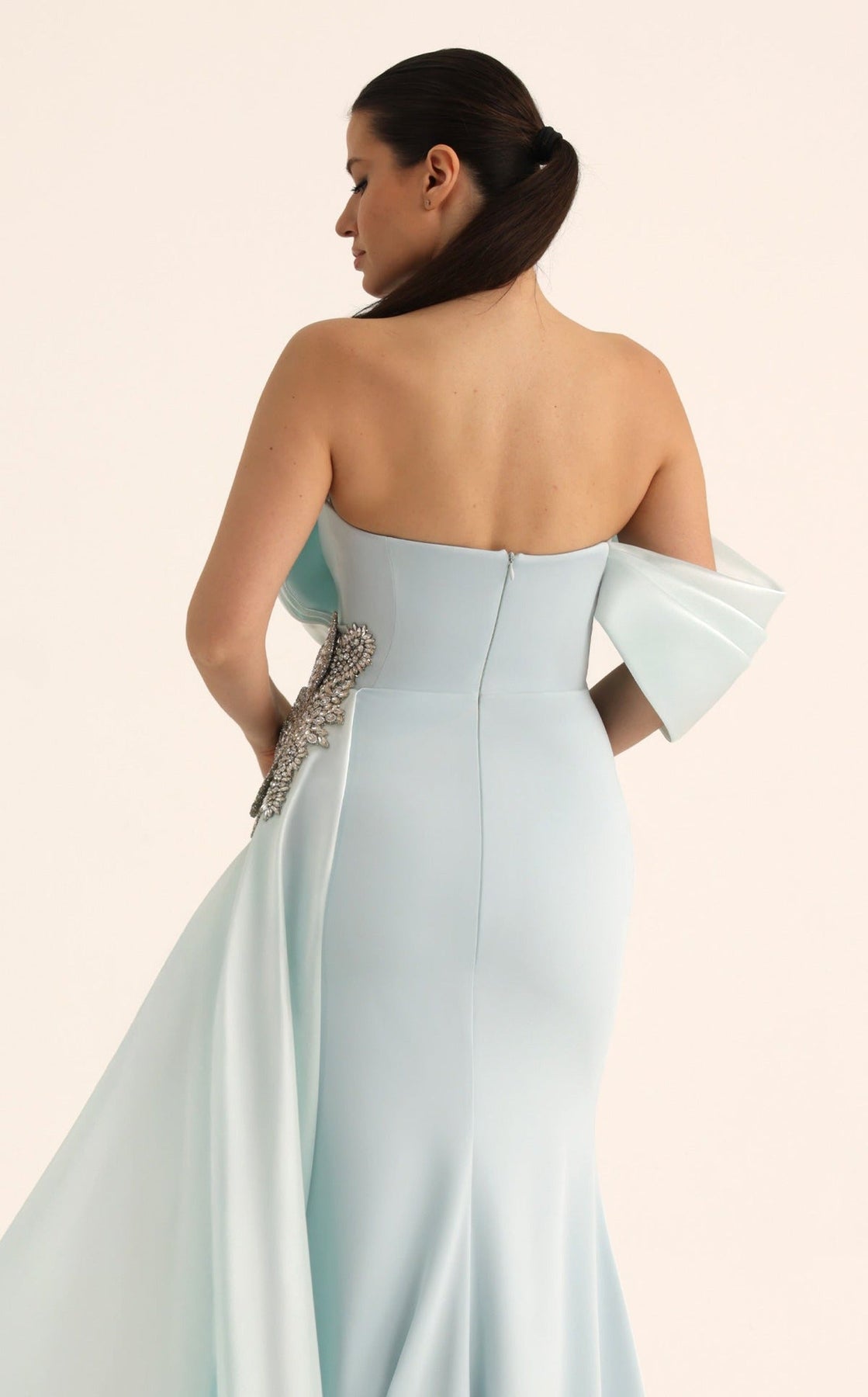 MNM COUTURE O07802 - Jeweled Accent Overskirt Sheath Evening Gown