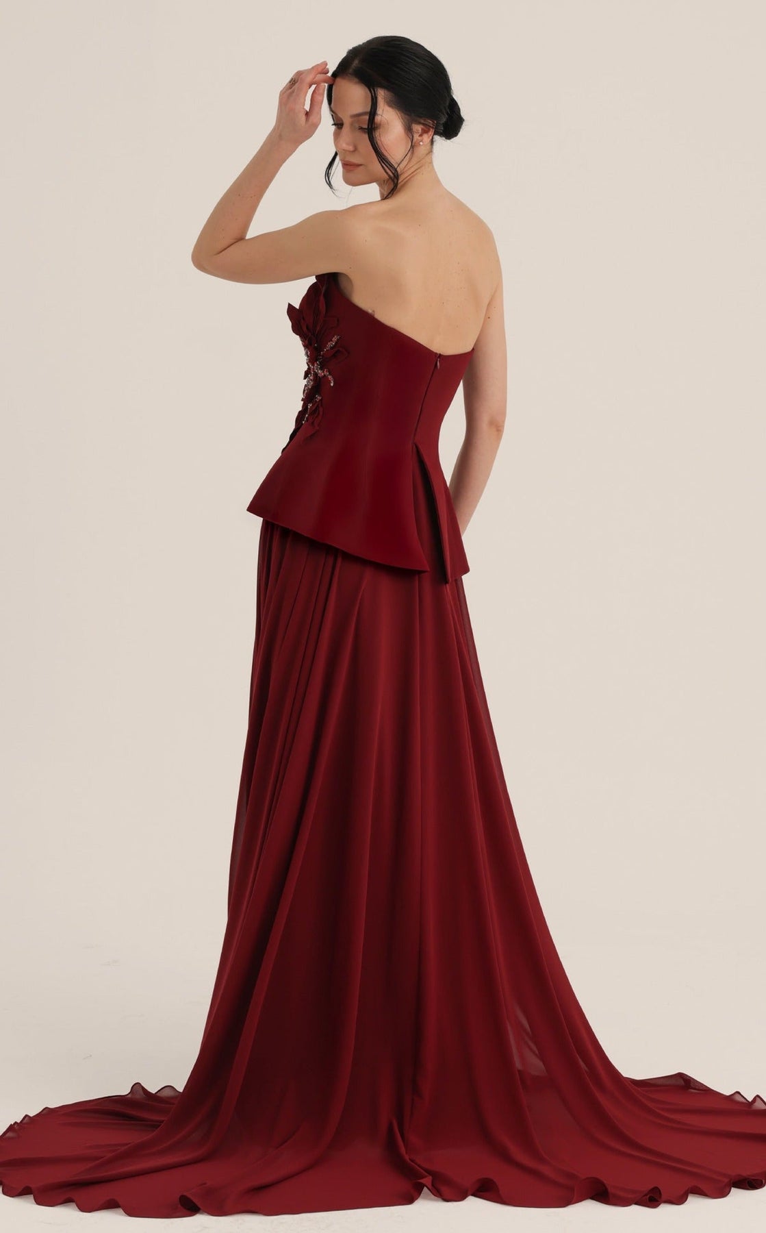MNM COUTURE O07815 - Strapless Applique Evening Gown with Front Button