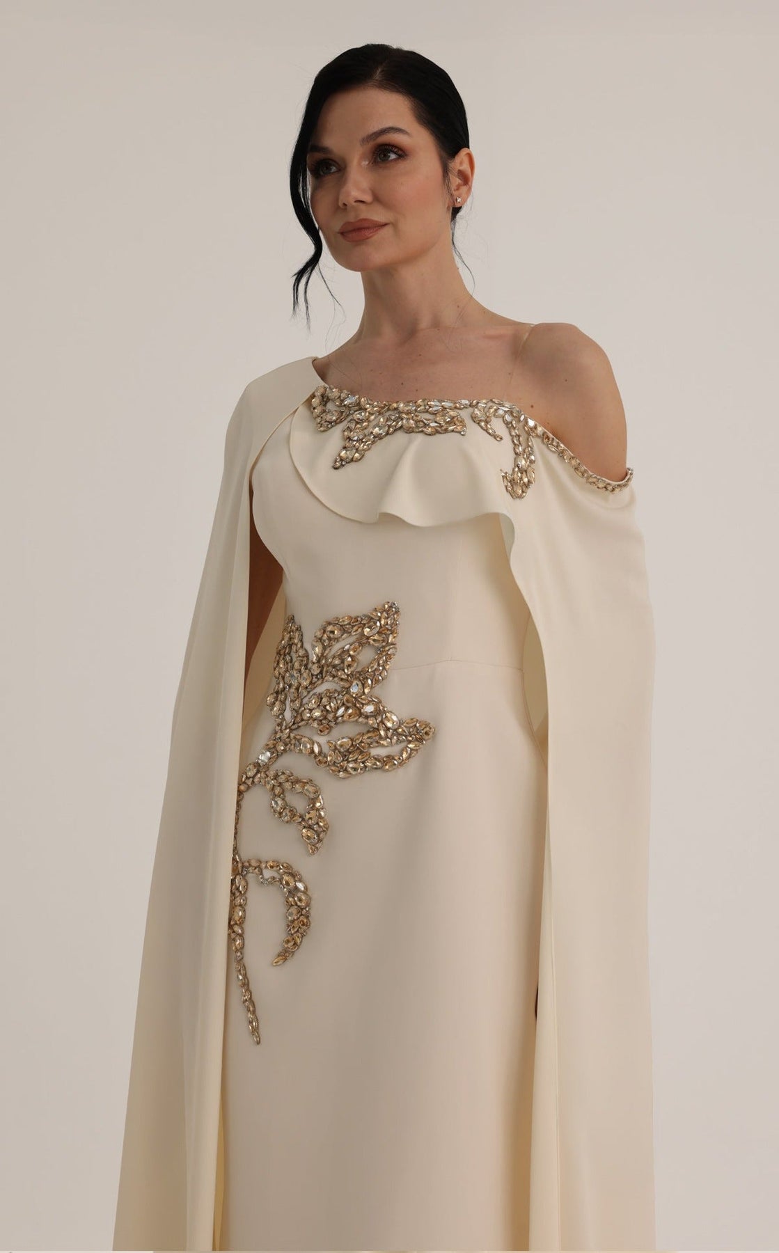 MNM COUTURE O07824 - Floor-Length Cape Column Evening Gown