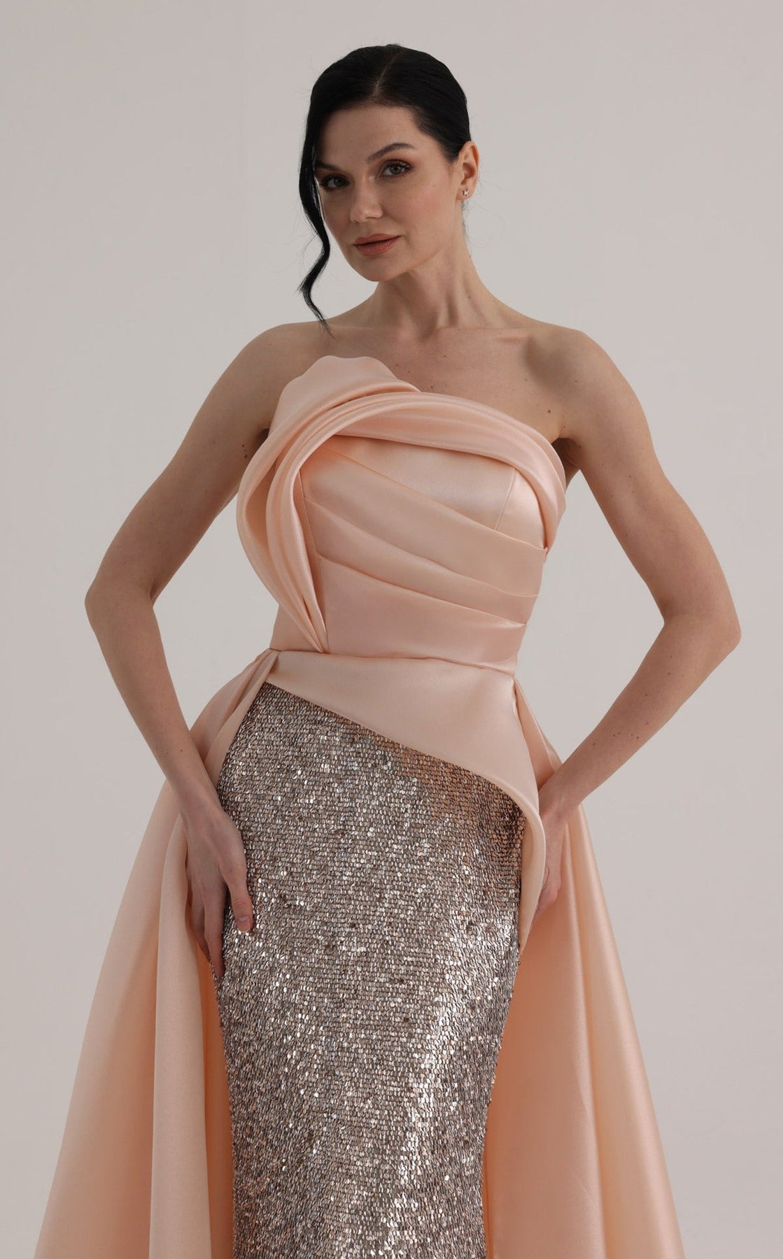 MNM COUTURE O07863 - Sparkle Strapless Overskirt Evening Gown
